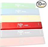 NeeBooFit Resistance Loop Band Set – Best Fitness Exercise Bands for Working Out or Physical Therapy – 12×2 Inches (10-pack Red/X-Heavy)