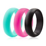 Womens Silicone Wedding Ring Wedding Band – 3 Rings Pack – 5.5mm Wide (6.5)