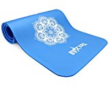 Yes4All Premium 1/2-Inch Extra Thick Exercise Printed Yoga Mat – Hypnotica Blue – ²VTP5Z