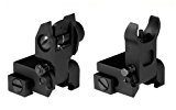 NEW Premium Military, Flip Up, Folding, Front and Rear Iron Sights Tactical Set for Picatinny / Weaver Rails Flattop by AR15 Tactical