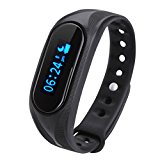 CUBOT V1 Bluetooth 4.0 Smart Bracelet, Waterproof Smart Wristband Fitness Tracker with a Pedometer Step Counter Distance Counter Sleep Monitor Call/SMS Reminder, Black