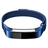 Stainless Steel Metal Bracelet Replacement Milanese Mesh Band with Magentic Wristband Closure for Fitbit Alta for Men and Women, Blue