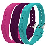 Fitness Wristbands for Fitbit Flex 2, Pack of 3 Replacement Band, Plum Teal And Rose Pink