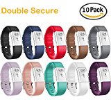 HWHMH Adjustable Replacement Sport Strap Band for Fitbit Charge 2 Fitness Watch, Classic, 12 Colors (01-10PCS Bands, Wrist 5.5″- 8.1″)
