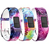 SKYLET Garmin vivofit 3 Silicone Replacement Bands with Secure Watch Clasp (No Tracker) (101: Universe, Standard (6.0-9.0 in))