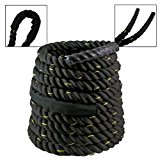 Akonza 1.5″ Poly Dacron 50ft Battle Rope Exercise Workout Strength Training Undulation, Black