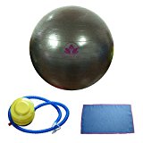 Clever Yoga Exercise Fitness Ball with Hand Towel and Foot Pump – Black, 65cm