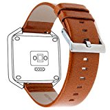 Henoda 23mm Genuine Leather Bands Bracelet Strap for Fitbit Blaze Smart Fitness Watch (Caramel (Genuine Leather), S/P Size)