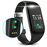 Fitness Tracker with Heart Rate monitor, E3 Activity Watch Step Walking Sleep Counter Wireless Wristband Pedometer Exercise Tracking Sweatproof Sports Bracelet for Android and iOS Black, EIISON