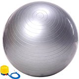 Evaline Stability Anti-burst Slip Resistant Exercise Balance Fitness Swiss PVC Yoga Ball with Foot Pump Silver 75cm