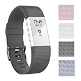 Charge 2 Elastomer Bracelet, 11 Colors Sweat and Water Resistance Easy Cleaning Fitness Wristband, Fitbit Charge 2 Replacement Silicone Watchband Strap with A Surgical-Grade Stainless Steel Buckle