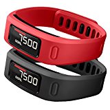 SKYLET Garmin Vivofit Replacement Bands with Metal Clasp (2 Secure Silicon Fastener Rings for Free, No Tracker)-Black&Red,Small