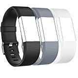 Charge 2 Wristband, Interchangeable Bands for 2016 Fitbit Charge 2, Pack of 3, Small, Gray, Black and White