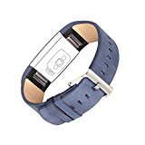 For Fitbit Charge 2, TreasureMax Leather Replacement Band for Fitbit Charge 2 Band / Charge 2 / Fitbit 2 / Charge 2 Fitbit / Fitbit Charge 2 Bands,Indigo (No Tracker)