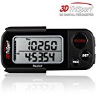 3DTriSport Walking 3D Pedometer with Clip and Strap, Free eBook | 30 Days Memory, Accurate Step Counter, Walking Distance Miles/Km, Calorie Counter, Daily Target Monitor, Exercise Time (Stealth Black)
