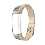 Fitbit Alta Bands Leather, Swees Genuine Leather Band With Buckle Replacement Accessories Leather Wristband Bands Small & Large for Fitbit Alta, Gold