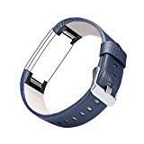 For Fitbit Charge 2, TreasureMax Leather Replacement Band for Fitbit Charge 2 Band / Charge 2 / Fitbit 2 / Charge 2 Fitbit / Fitbit Charge 2 Bands,Blue (No Tracker)