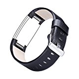 For Fitbit Charge 2, TreasureMax Leather Replacement Band for Fitbit Charge 2 Band / Charge 2 / Fitbit 2 / Charge 2 Fitbit / Fitbit Charge 2 Bands,Black (No Tracker)