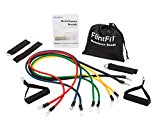 Premium Quality Resistances Bands: 11 piece Set- Door Anchor, Ankle Strap, Exercise Instructions and Carrying Case by FlintFit…