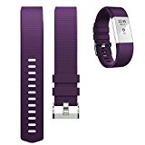 Fitbit Charge 2 Silicone Band Plum,Ztotop Soft Silicone Adjustable Replacement Sport Strap Band for Fitbit Charge 2 Heart Rate + Fitness Wristband 5.70″-8.26″ (145mm-210mm)