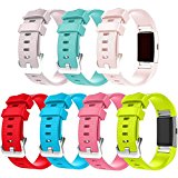 For Fitbit Charge 2 Bands, New Bracelet Strap Replacement Band Wristband with Secure Silicone Fasteners Metal Clasps for Fitbit Charge 2 (No Tracker) (7PCS,002, 5.5 – 8.1 Inches wrist)
