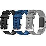 For Fitbit Charge 2 Bands, New Bracelet Strap Replacement Band Wristband with Secure Silicone Fasteners Metal Clasps for Fitbit Charge 2 (No Tracker) (3PCS,001, 5.5 – 8.1 Inches wrist)