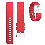 Fitbit Charge 2 Silicone Band Red,Ztotop Soft Silicone Adjustable Replacement Sport Strap Band for Fitbit Charge 2 Heart Rate + Fitness Wristband 5.70″-8.26″ (145mm-210mm)