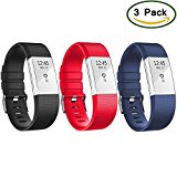 HWHMH Adjustable Replacement Sport Strap Band for Fitbit Charge 2 Fitness Watch, Classic, 12 Colors (01-3PCS: Black&Blue&Red, Wrist 5.5″- 8.1″)