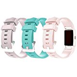 For Fitbit Charge 2 Bands, New Bracelet Strap Replacement Band Wristband with Secure Silicone Fasteners Metal Clasps for Fitbit Charge 2 (No Tracker) (3PCS,002, 5.5 – 8.1 Inches wrist)
