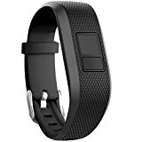 SKYLET Garmin vivofit 3 Silicone Replacement Bands with Secure Watch Clasp (No Tracker) (Black, Standard (6.0-9.0 in))