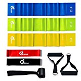 ODOLAND Exercise Bands Kit – 9 In 1 Fitness Workout Bands Kit with Resistance Loop bands, Door Anchor and Handles – For Yoga, Strength Training, Physical Therapy – Free eBook