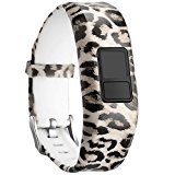 SKYLET Garmin vivofit 3 Silicone Replacement Bands with Secure Watch Clasp (No Tracker) (008: Leopard print, Standard (6.0-9.0 in))