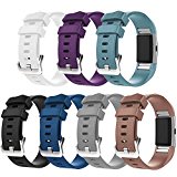 For Fitbit Charge 2 Bands, New Bracelet Strap Replacement Band Wristband with Secure Silicone Fasteners Metal Clasps for Fitbit Charge 2 (No Tracker) (7PCS,001, 5.5 – 8.1 Inches wrist)