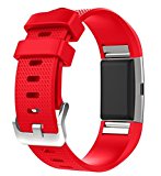 HWHMH Adjustable Replacement Sport Strap Band for Fitbit Charge 2 Fitness Watch, Classic, 12 Colors (1PC Red, Wrist 5.5″- 8.1″)