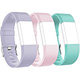 RedTaro Replacement Bands for Fitbit Charge 2 Small Large Lavendar Blush Pink Teal 3 Pack/Charge 2 Bands/Charge 2 Elastomer/Fitbit Charge 2 Bands
