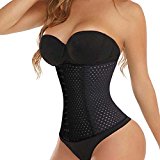 SAYFUT Women’s Latex Rubber Waist Cincher Vest Corset Girdle Body Shaper Shapewear, Black Vest Latex Rubber, Small (Waist 26.8-28inch)