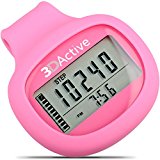3DActive Small Walking 3D Pedometer Activity Fitness Tracker with Clip and Lanyard, A640U (Pink)