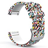 Fitbit Charge 2 Band, MoKo Soft Silicone Adjustable Replacement Sport Strap Band for 2016 Fitbit Charge 2 HR Heart Rate + Fitness Wristband, Wrist Length 5.70″-8.26″, Colorful Diamond