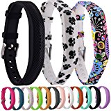Huishang Flex 2 Accessory Bands for Fitbit Flex 2 / Fitbit flex2, With Chrome Claspor Soft Silicone Fitness Bracelet Strap ,Wrist Band Adjustable Repalcement (Footprint,Circle,Black)
