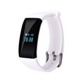 Longess Fitness Tracker, App-Enabled Bluetooth 4.0 Water Resistance Smart Watch, Sleep and Heart Rate Monitor Compatible with Android and IOS Smartphones (White)