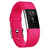 Fitbit Charge 2 Bands, AK Classic Edition Adjustable Comfortable Replacement Wristbands for Fitbit Charge 2 Heart Rate [No Tracker] (Fushcia, Small)