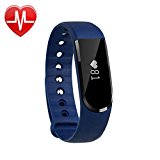 LETSCOM Fitness Tracker Watch, Bluetooth 4.0 Heart Rate Monitor Bracelet, IP67 Waterproof Touch Screen Smart Bands with Activity Tracker for iPhone Android Smartphone Blue