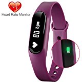 Gosund Waterproof Fitness Tracker C6 Smart Wristband Bluetooth4.0 Heart Rate Monitor Call SMS Reminder IP65 Mini Band with OLED Screen (Yellow)