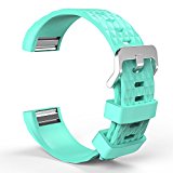 Fitbit Charge 2 Band, MoKo Soft Silicone Adjustable Replacement Sport Strap Band for 2016 Fitbit Charge 2 HR Heart Rate + Fitness Wristband, Wrist Length 5.70″-8.26″ (145mm-210mm), Mint Green