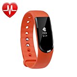 LETSCOM Fitness Tracker Watch, Bluetooth 4.0 Heart Rate Monitor Bracelet, IP67 Waterproof Touch Screen Smart Bands with Activity Tracker for iPhone Android Smartphone Orange