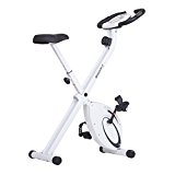 Folding Upright Exercise Bike with Heart Rate, Contoured Seat, & Extended Stability Handlebars