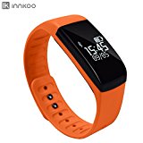Waterproof Fitness Tracker Pedometer, InnKoo U8 Activity and Sleep Monitor Sports Watch Band Calories Counter Smart Bracelet Wristband, Touch Screen Bluetooth Sync Long-time Standby (Orange)