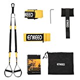 Enkeeo Resistance Suspension Fitness Bands System with Door Anchor for Cross Fit Full-Body Workouts Training On-The-Go Usage Gym Home Camping Traveling