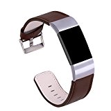 Hotodeal Genuine Leather Bands for Fitbit Charge 2, Business Fashion Watch Strap, Brown