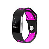 Fitbit Charge 2 Band, Hanlesi Silica gel Soft Silicone Adjustable Fashion Replacement Sport Strap Band for Fitbit Charge 2 Smartwatch Heart Rate Fitness Wristband (Purple, 5.1-6.9inch)